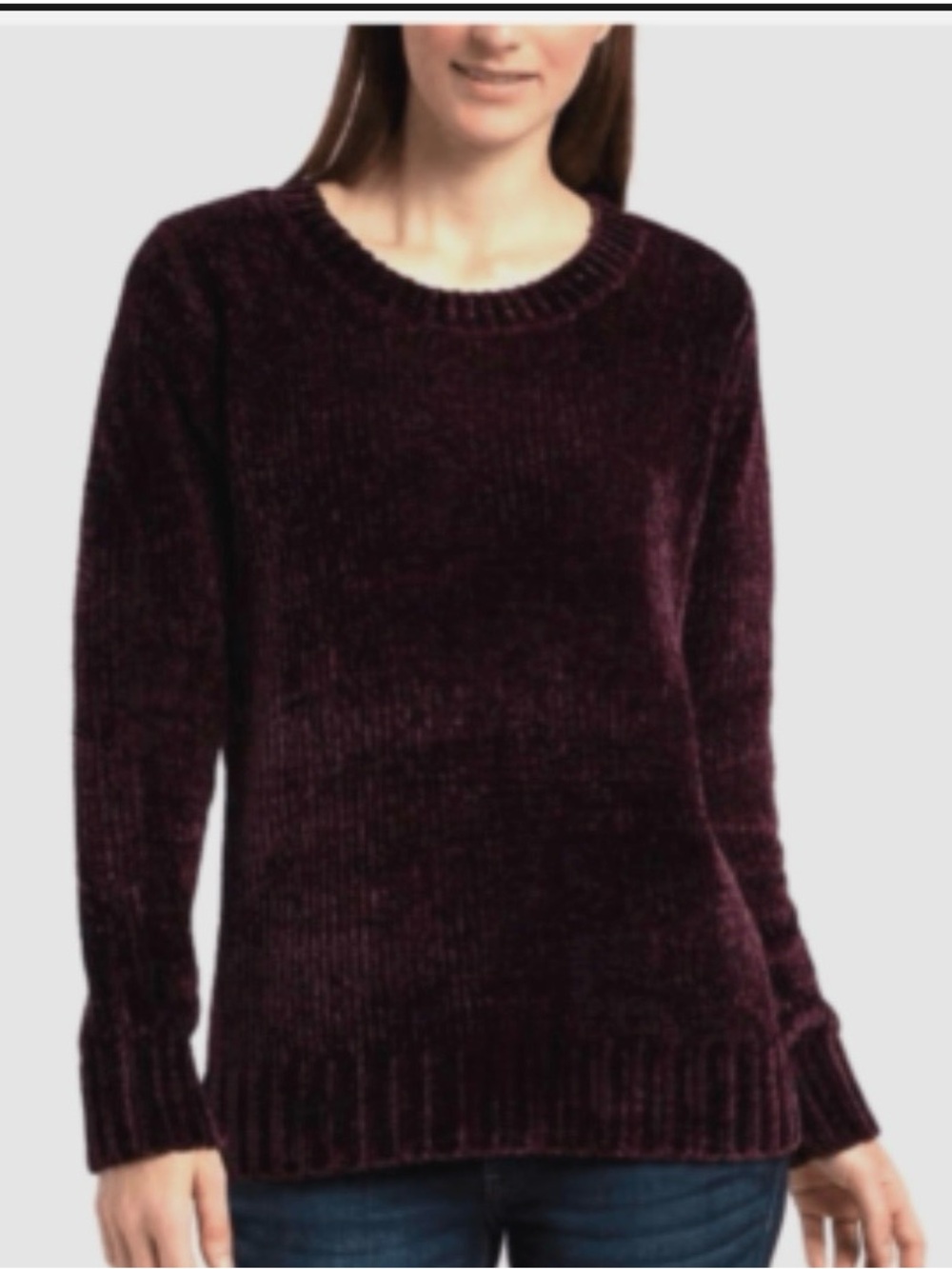 Orvis Classic Collection Plum Chenille Crewneck Sweater Size M